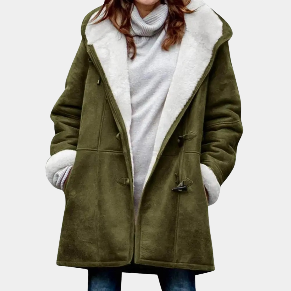 Lange winterjas met capuchon en moderne pasvorm – Dames