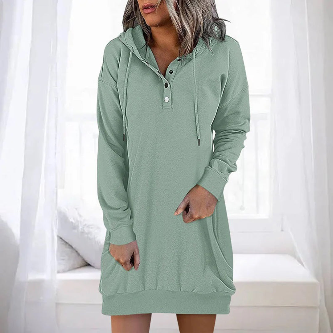 Comfortabele effen hoodie met minimalistisch design – Dames