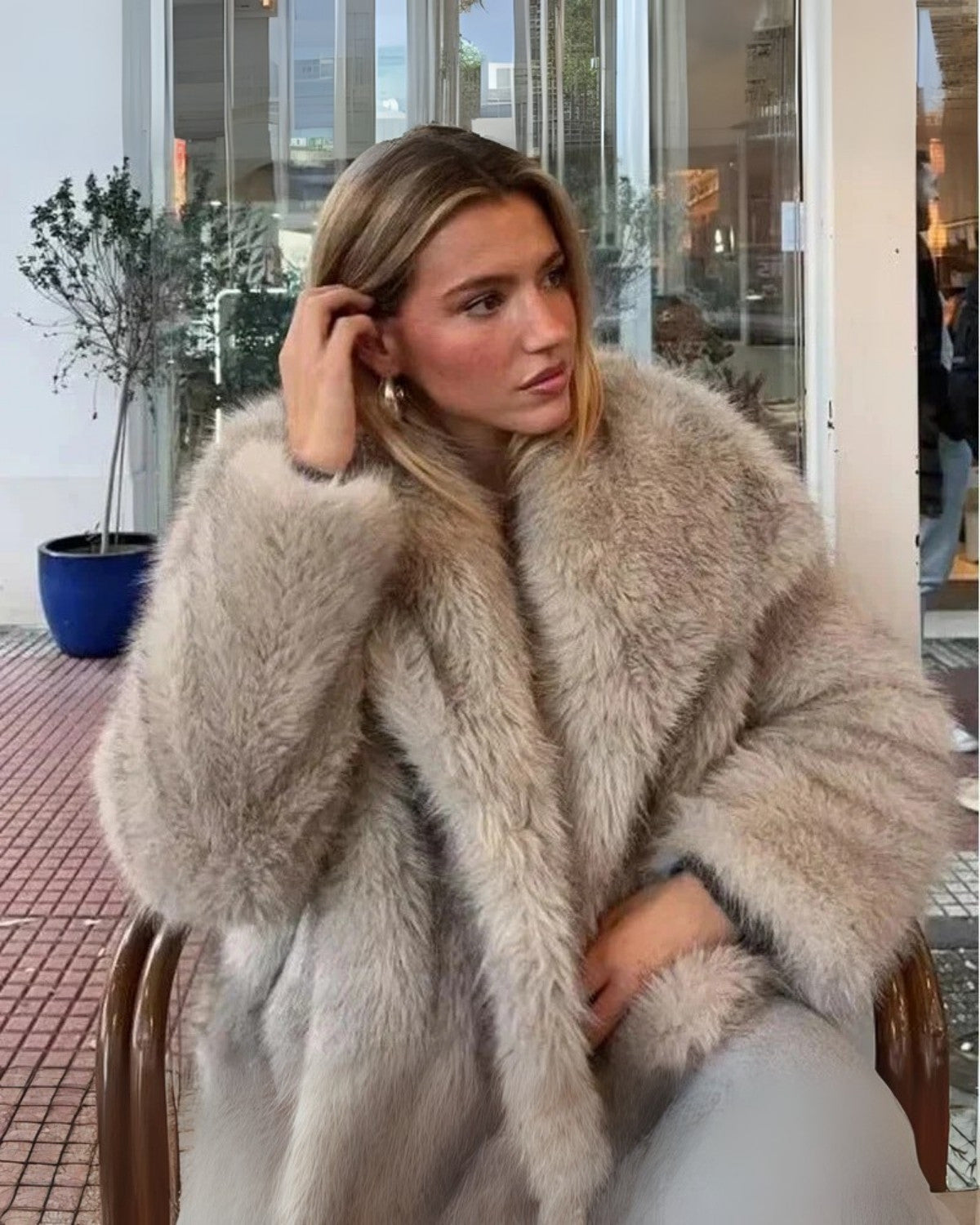 Luxe lange bontjas met warme voering voor de winter – Dames
