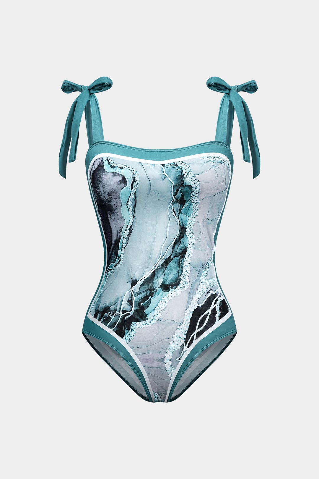 Stijlvol badpak met abstract patroon en sarong voor de zomer – Dames