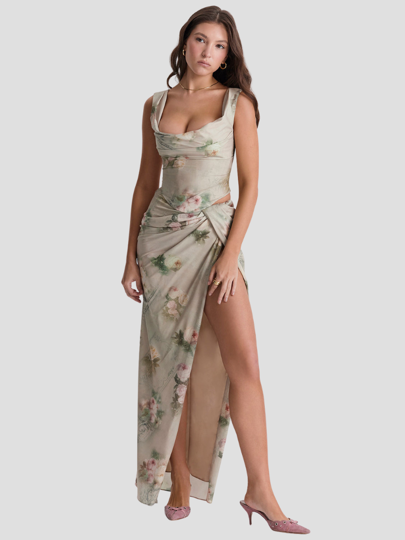 Mila | Elegante Bloemen Set met Korset & Maxi Rok Voor De Zomer Voor Dames