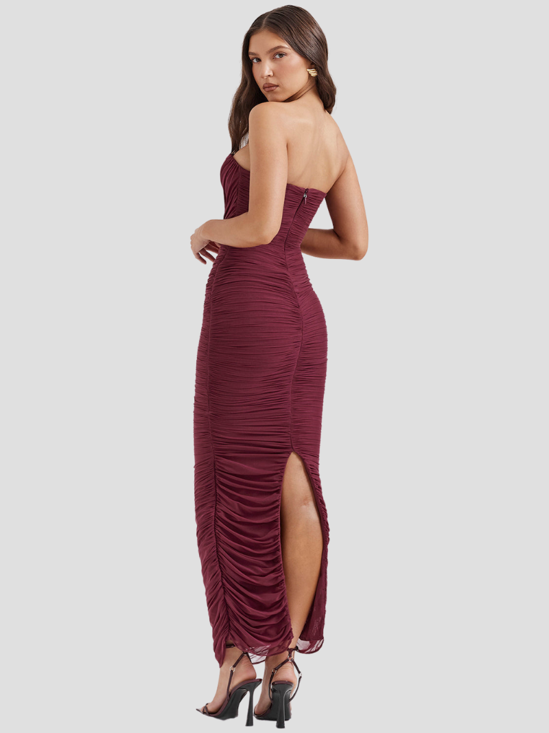Mila | Elegante Maxi Jurk Met Ruches Voor De Zomer Voor Dames