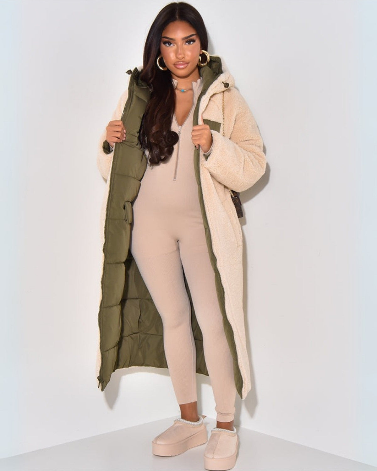 Omkeerbare winterjas met flatterende pasvorm en dubbelzijdig design – Dames