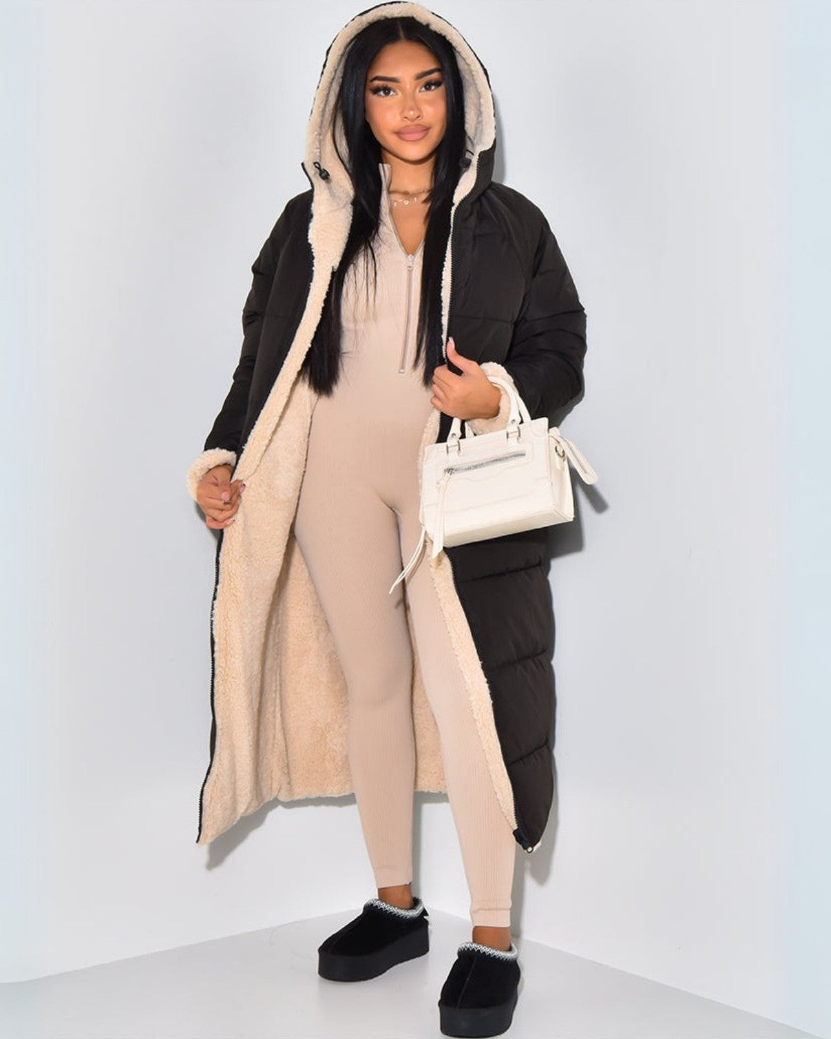 Omkeerbare winterjas met flatterende pasvorm en dubbelzijdig design – Dames