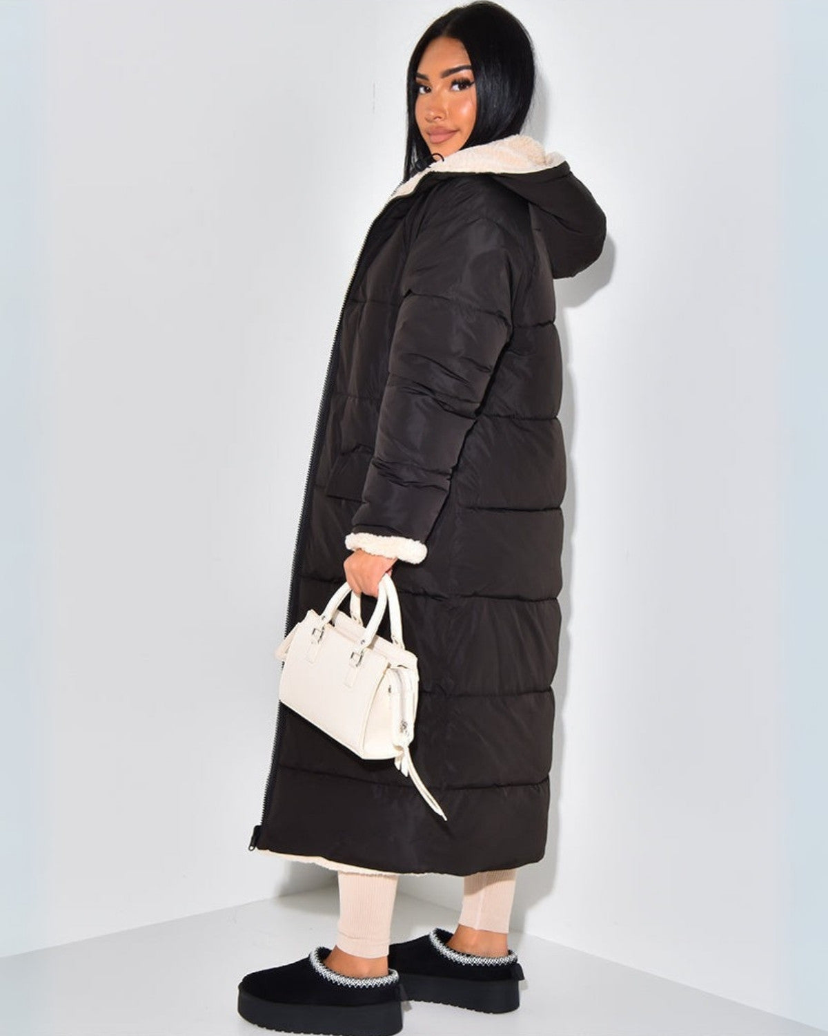 Omkeerbare winterjas met flatterende pasvorm en dubbelzijdig design – Dames