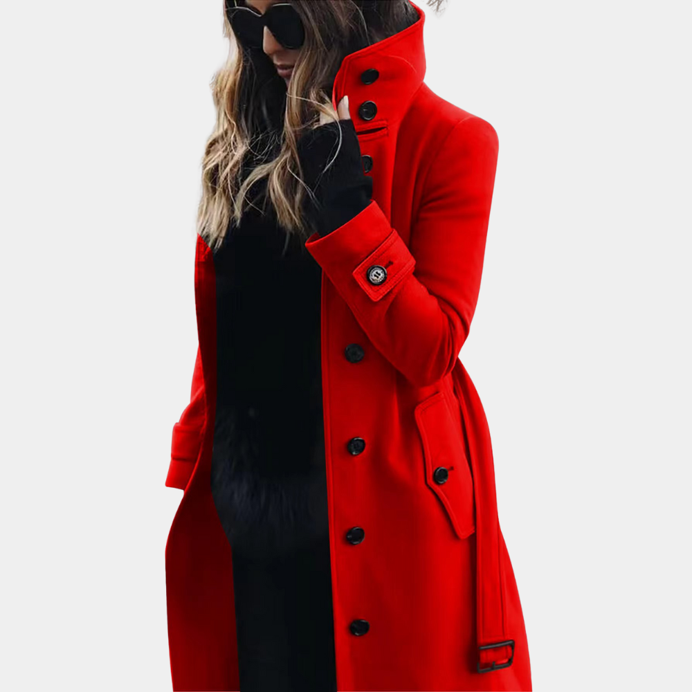 Lange winter trenchcoat met ceintuur en tijdloos design – Dames