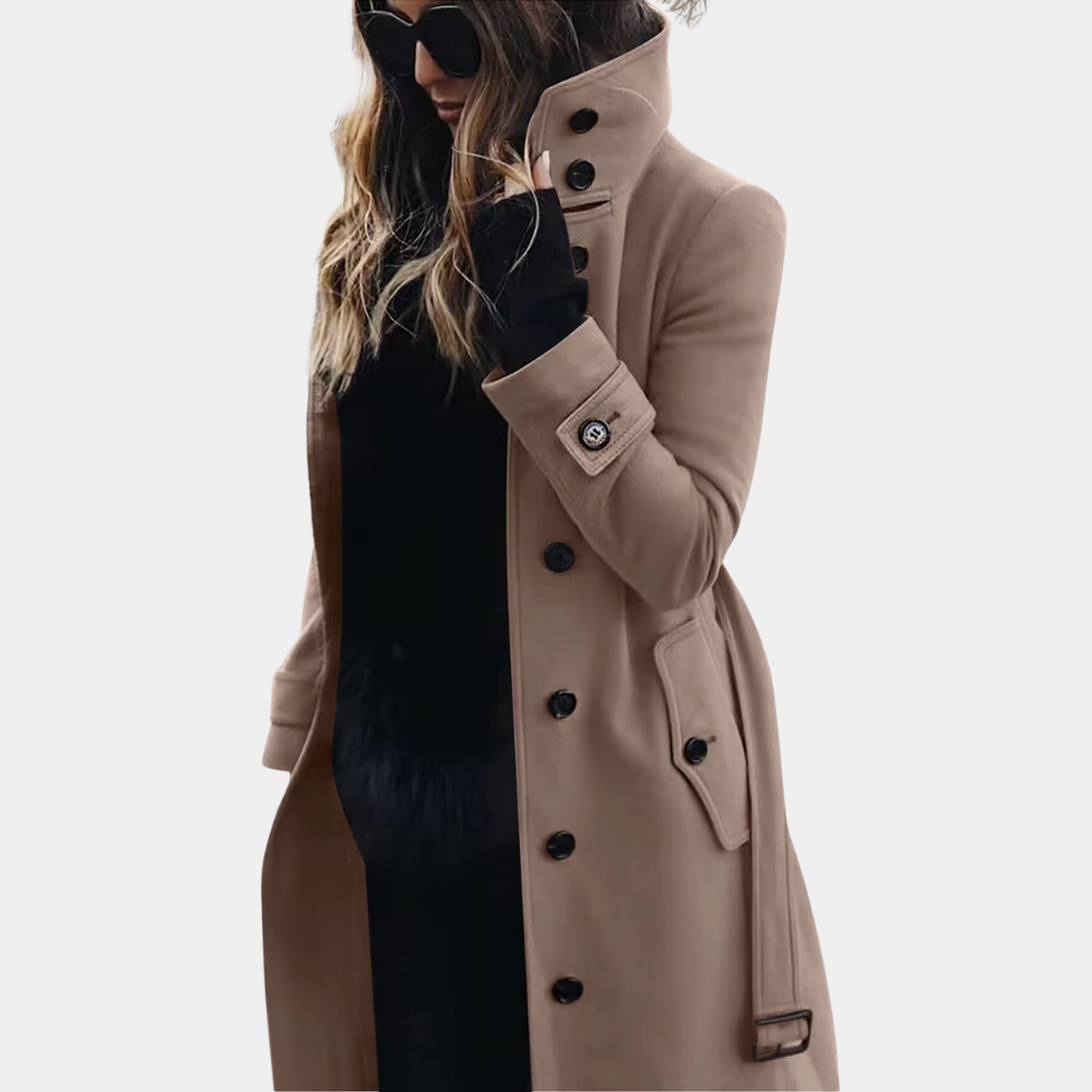 Lange winter trenchcoat met ceintuur en tijdloos design – Dames