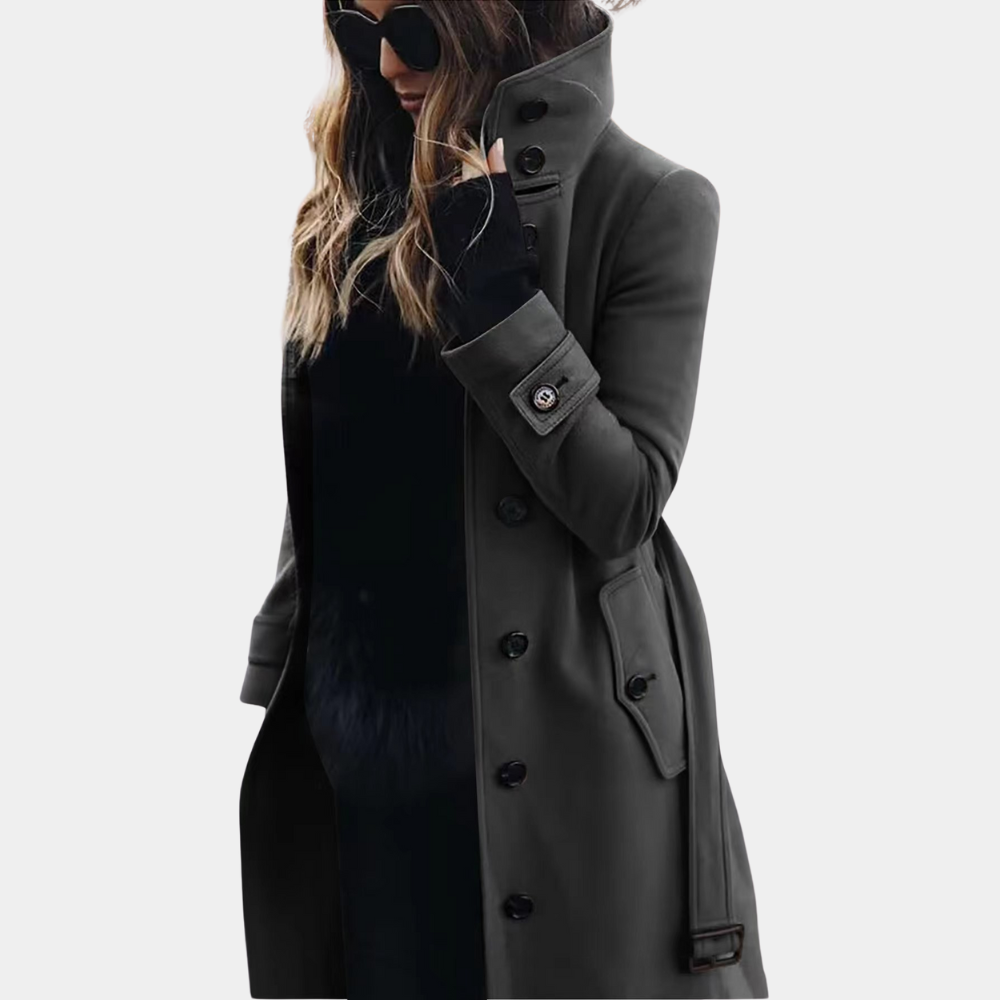 Lange winter trenchcoat met ceintuur en tijdloos design – Dames