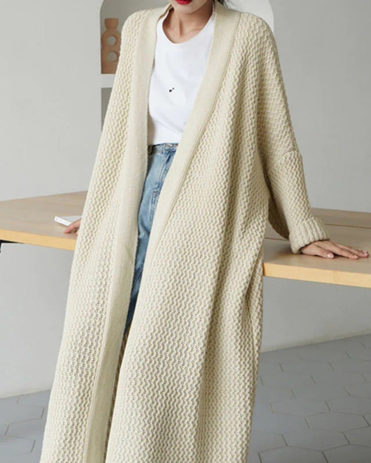 Oversized gebreid winter vest met uniek patroon – Dames