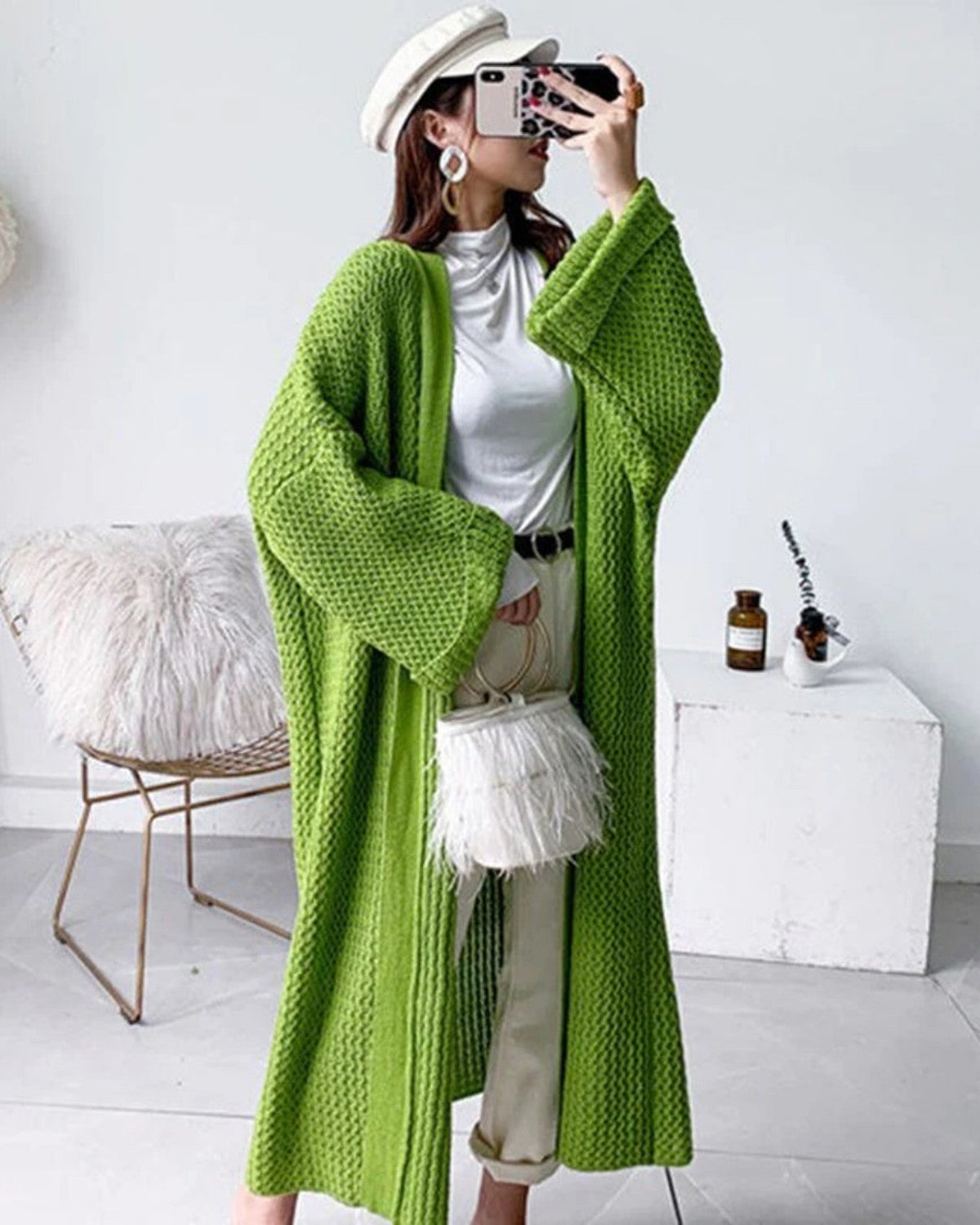 Oversized gebreid winter vest met uniek patroon – Dames