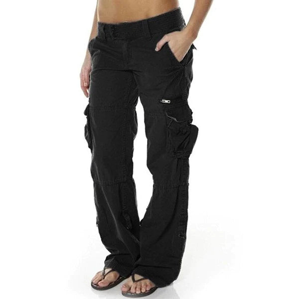 Cargo broek met flatterende pasvorm en praktische zakken – Dames