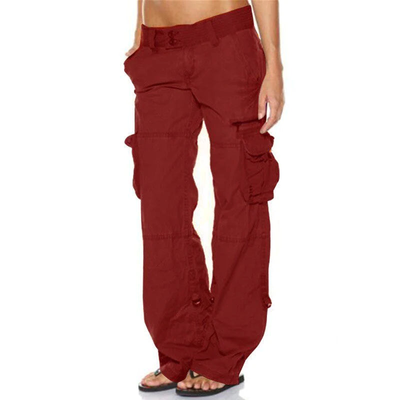Cargo broek met flatterende pasvorm en praktische zakken – Dames