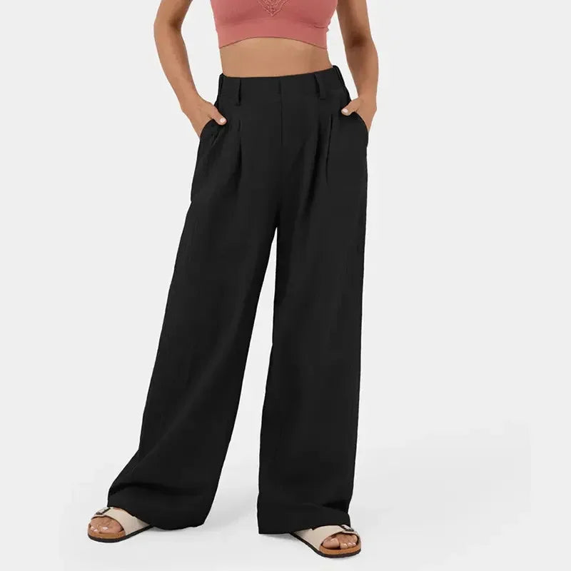 Elegante wijde pantalon met hoge taille - Dames