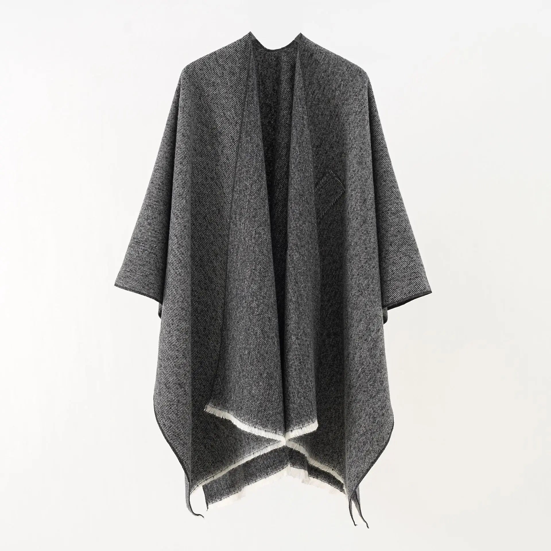 Elegante kasjmier poncho met retro design – Dames