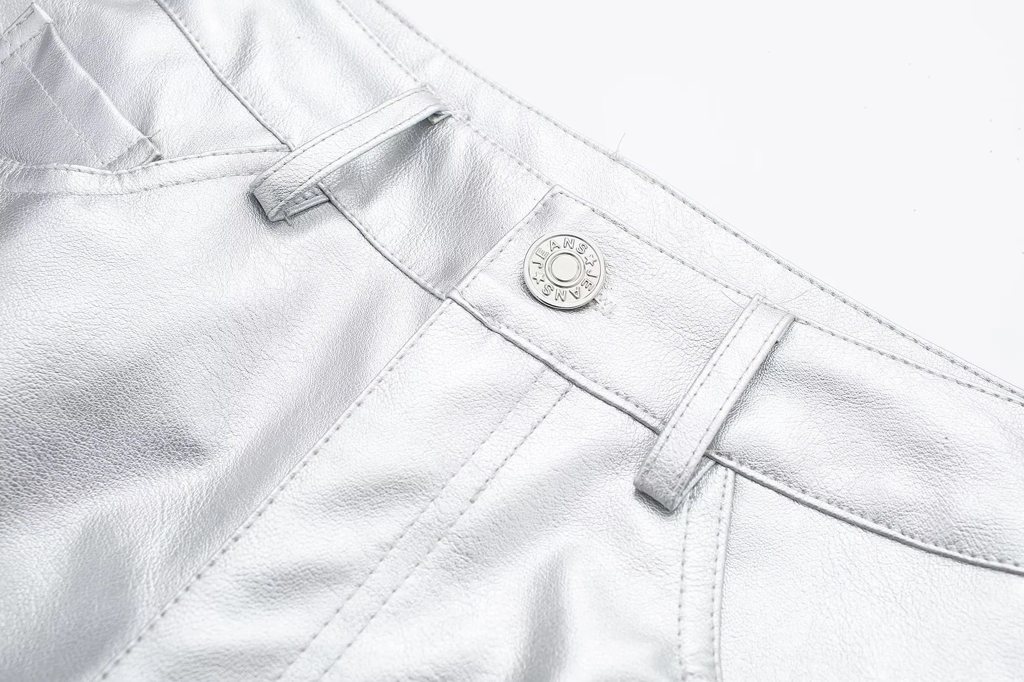 Stijlvolle metallic zilveren broek - Dames