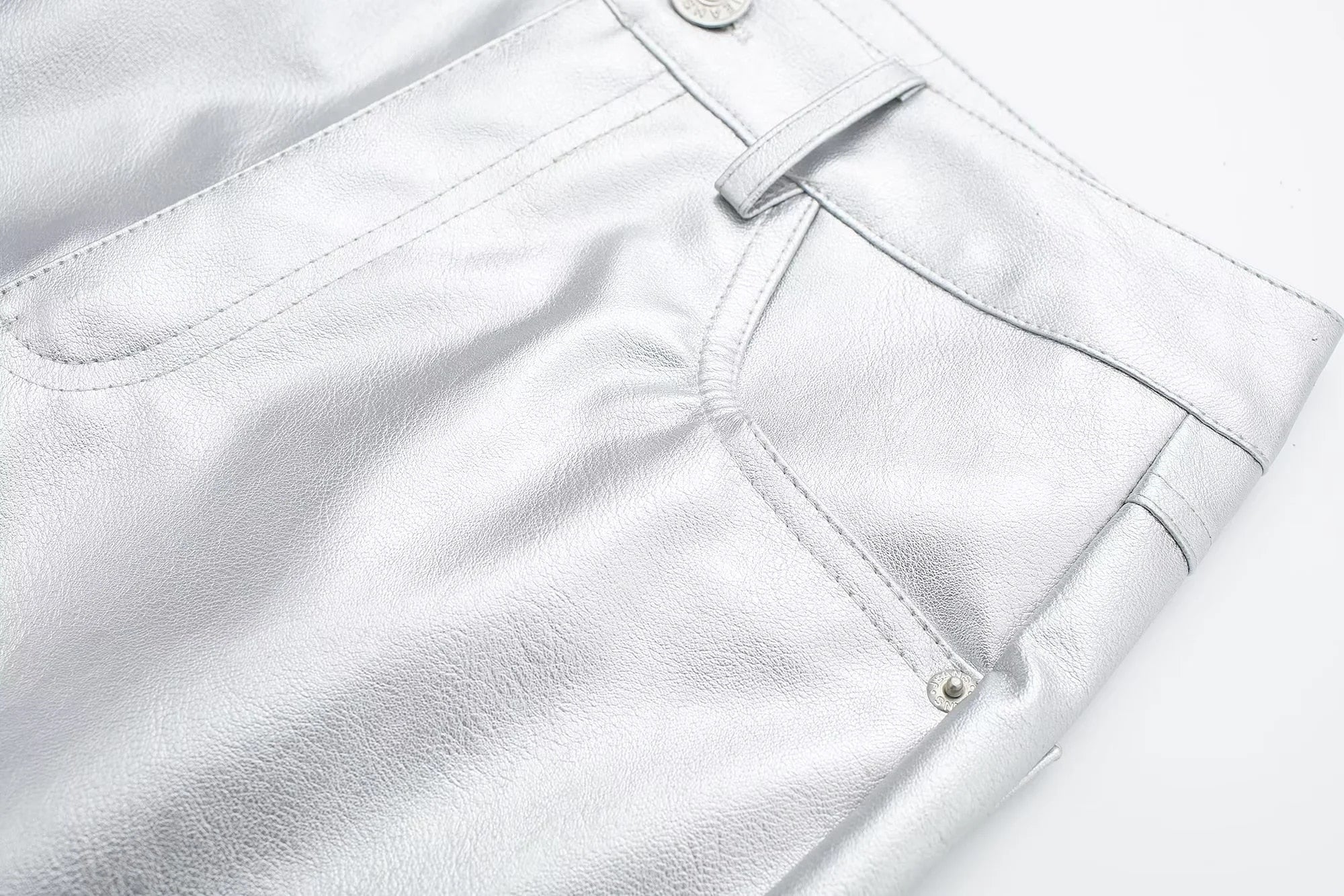 Stijlvolle metallic zilveren broek - Dames