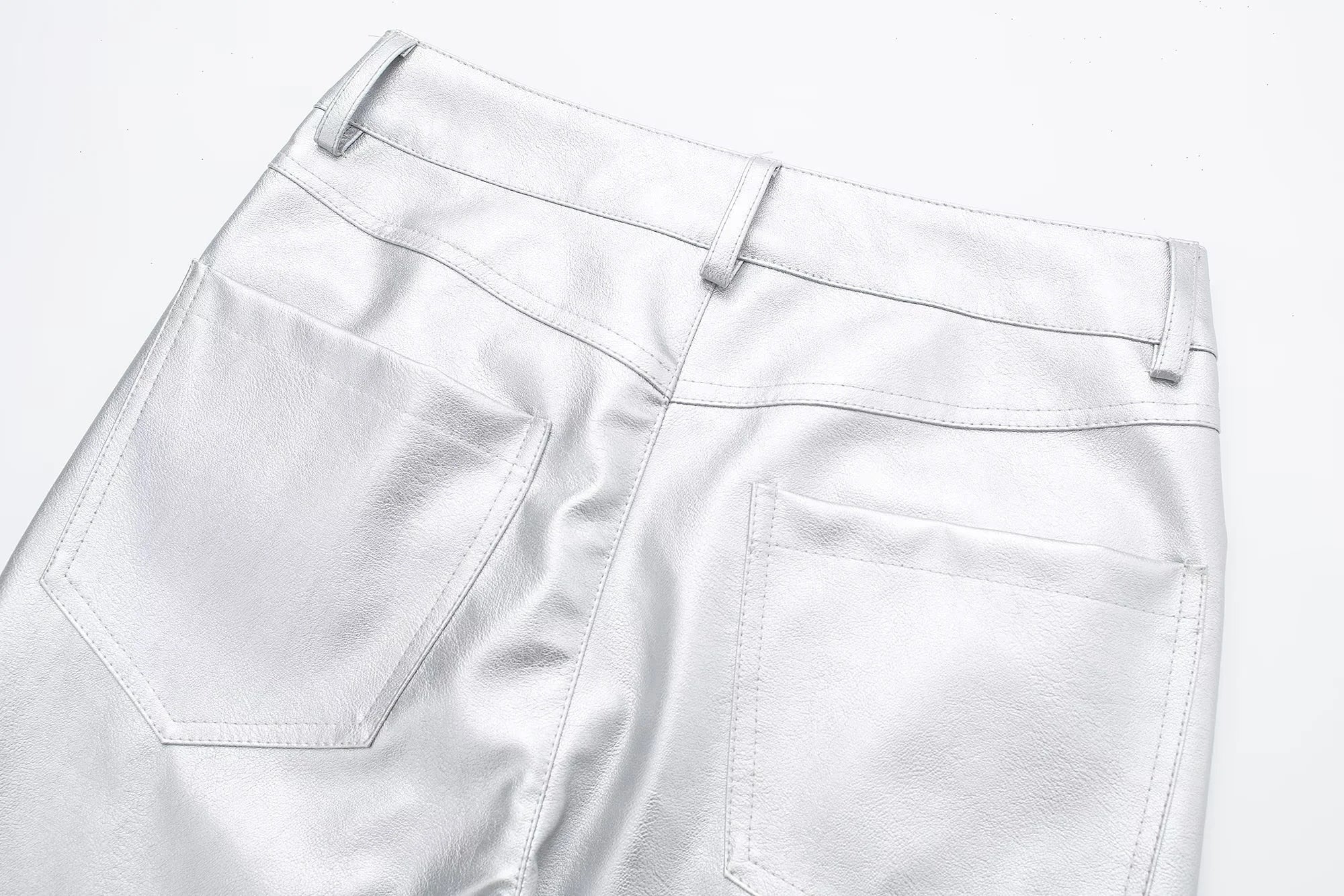 Stijlvolle metallic zilveren broek - Dames