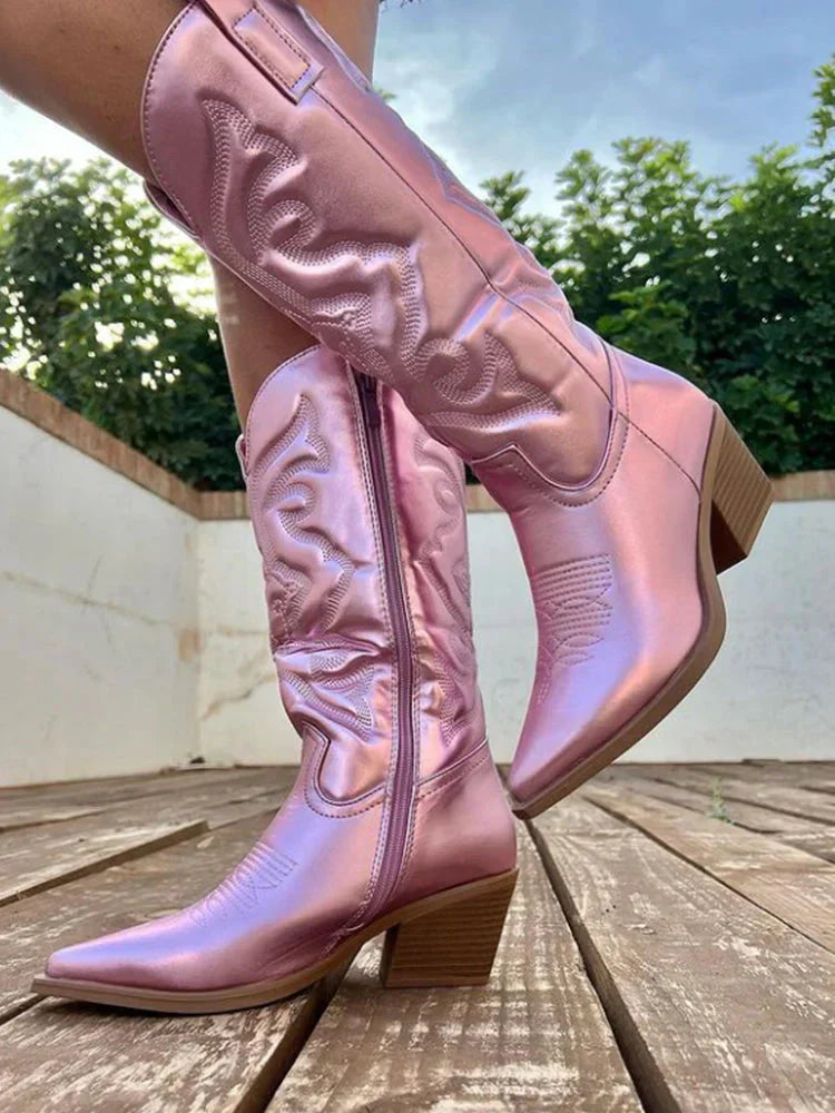 Moderne cowboylaarzen met metallic details voor een stijlvolle winterlook – Dames