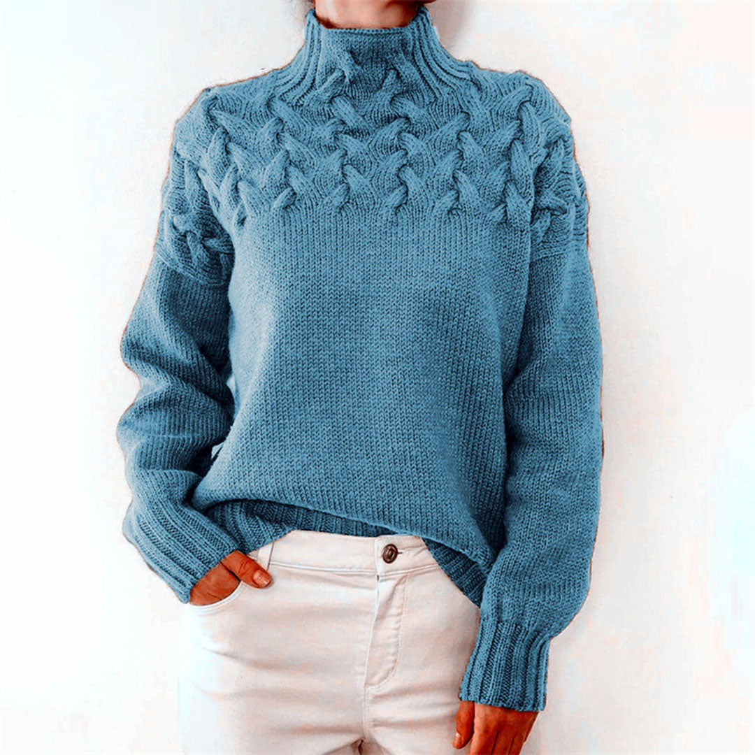 Lange gebreide trui met col en elegante pasvorm – Dames