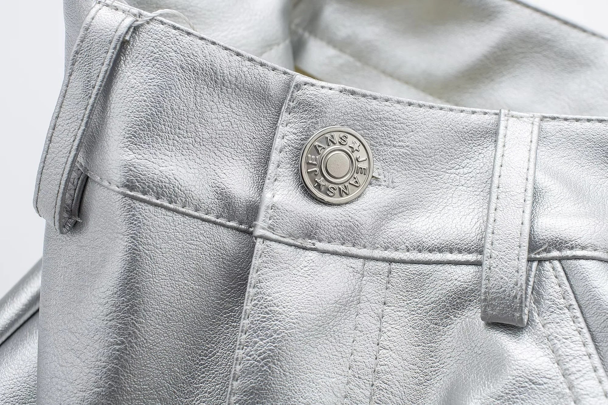 Stijlvolle metallic zilveren broek - Dames