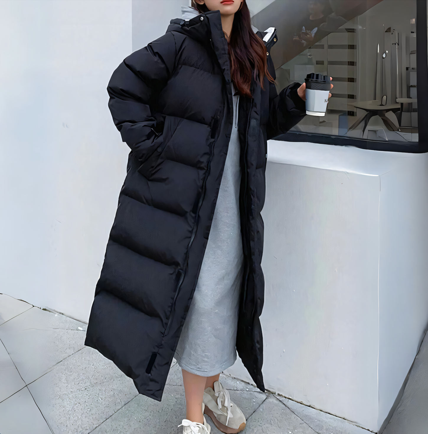 Lichtgewicht puffer winterjas met hoge hals en warme voering – Dames