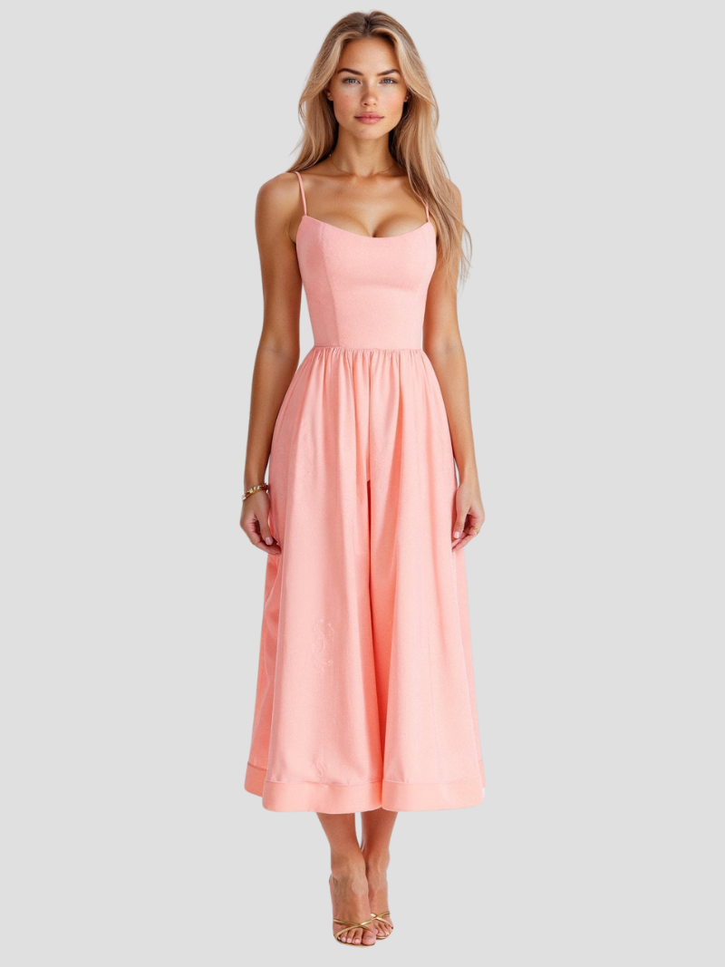 Sophie | Elegante Midi Zomerjurk Met Spaghettibandjes Voor Dames