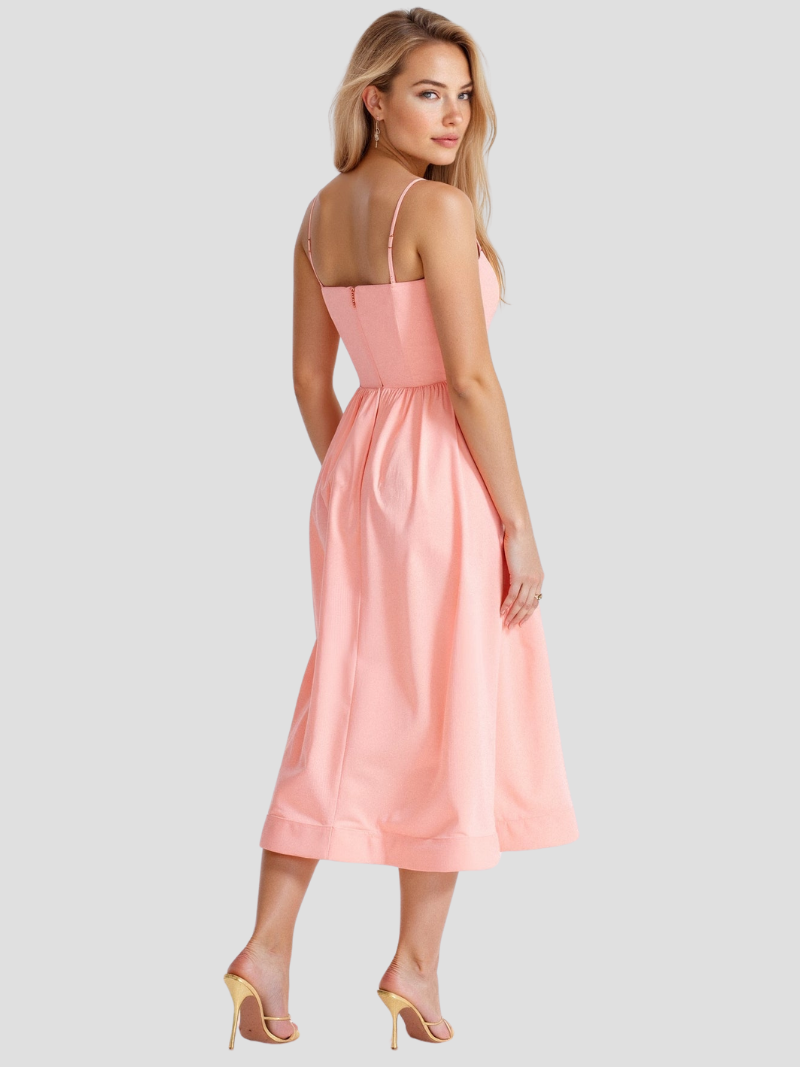 Sophie | Elegante Midi Zomerjurk Met Spaghettibandjes Voor Dames