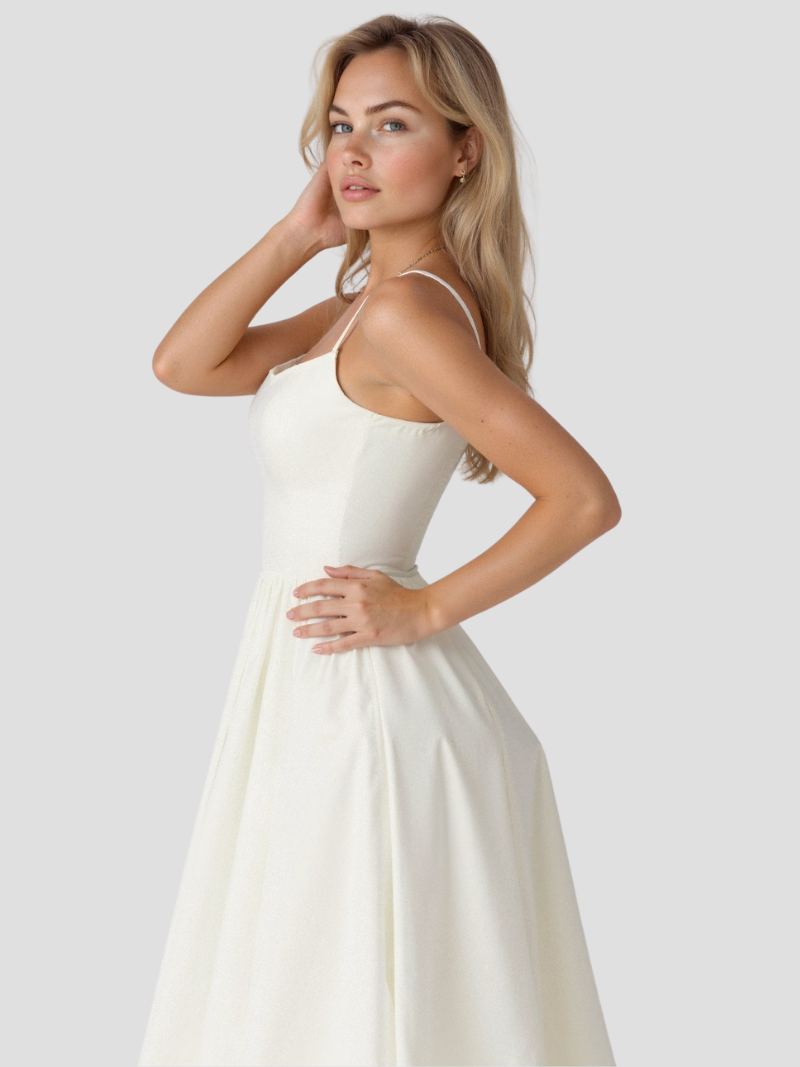 Sophie | Elegante Midi Zomerjurk Met Spaghettibandjes Voor Dames