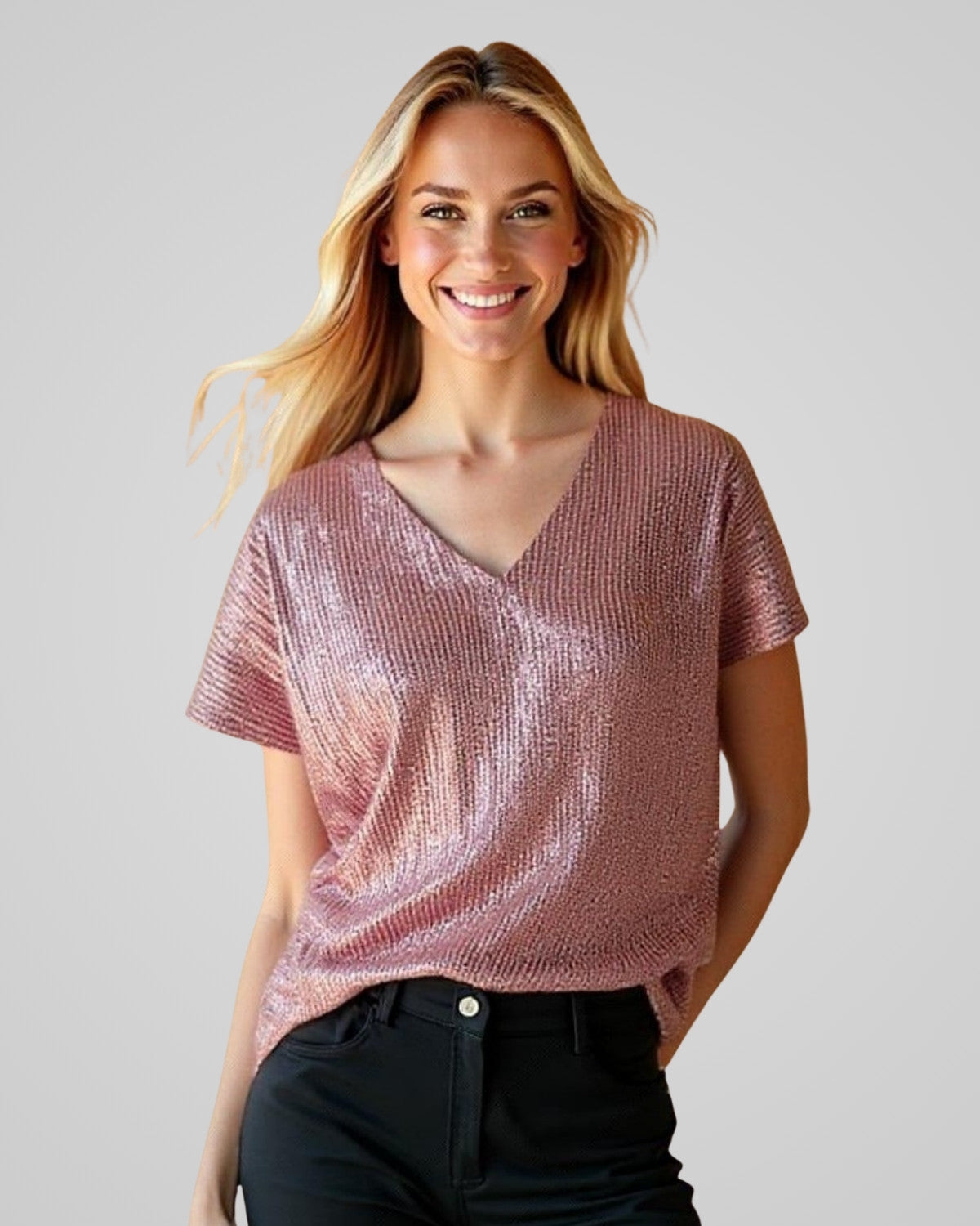 Stijlvol glinsterend pailletten t-shirt voor stralende feesten - Dames