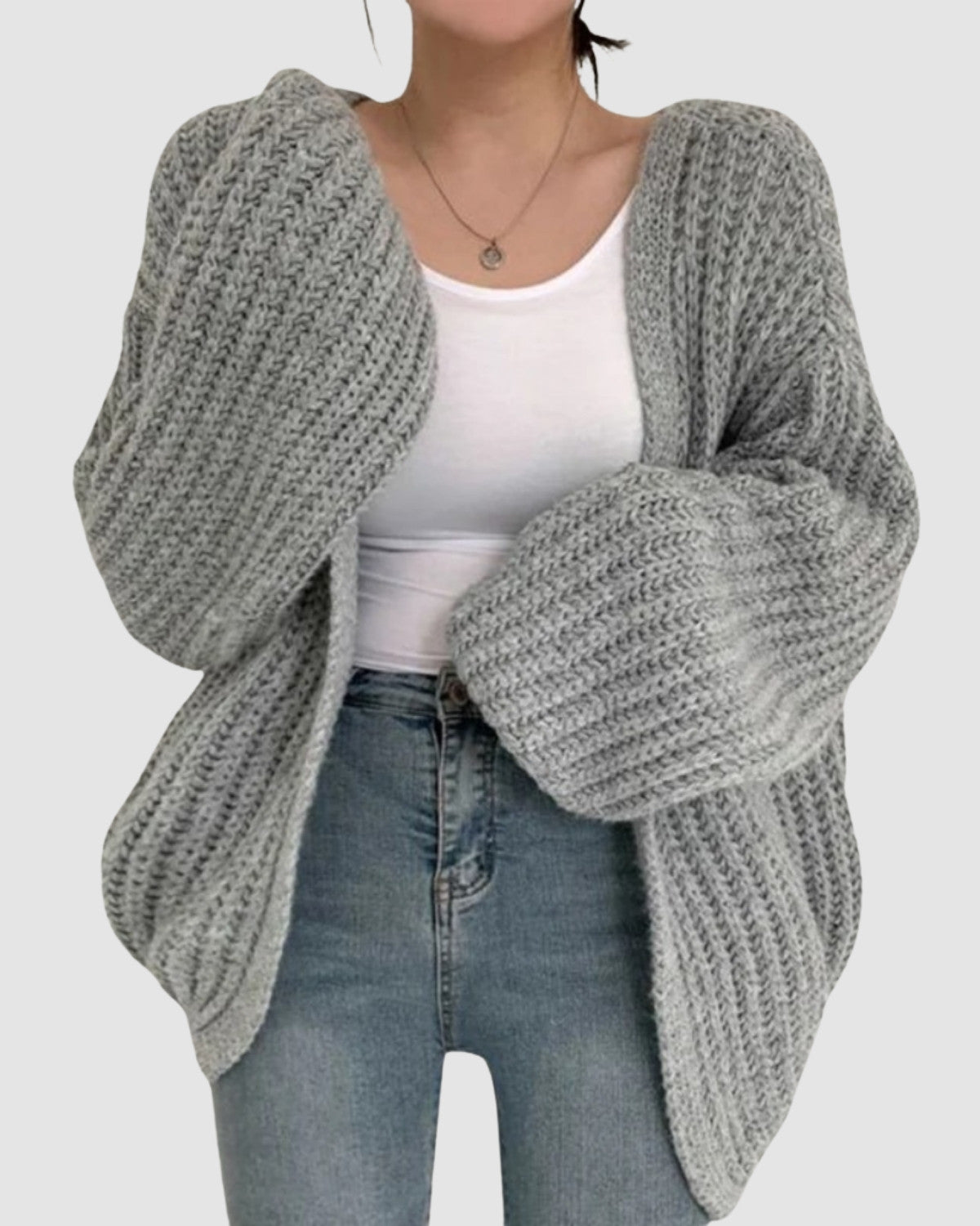 Stijlvolle gebreide cardigan met lange mouwen van zachte stof – Dames