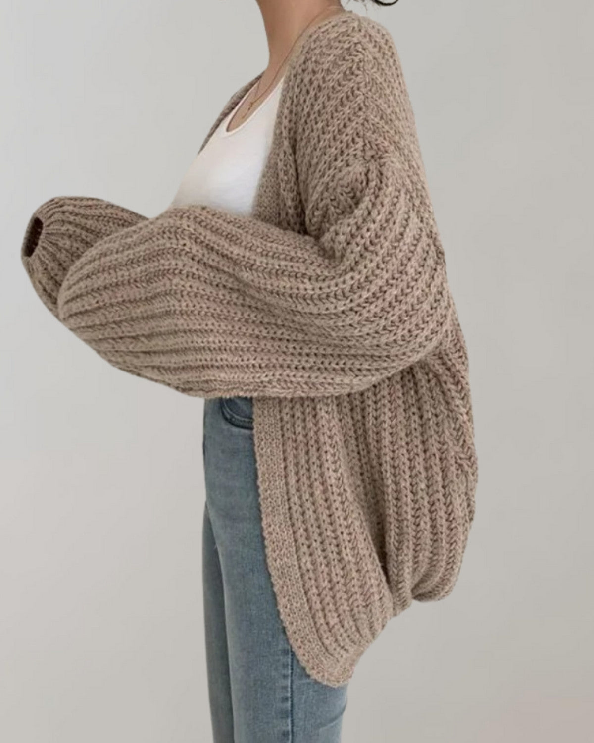 Stijlvolle gebreide cardigan met lange mouwen van zachte stof – Dames