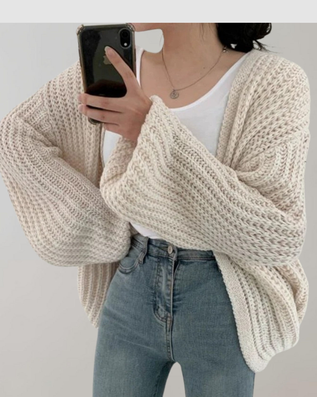 Stijlvolle gebreide cardigan met lange mouwen van zachte stof – Dames