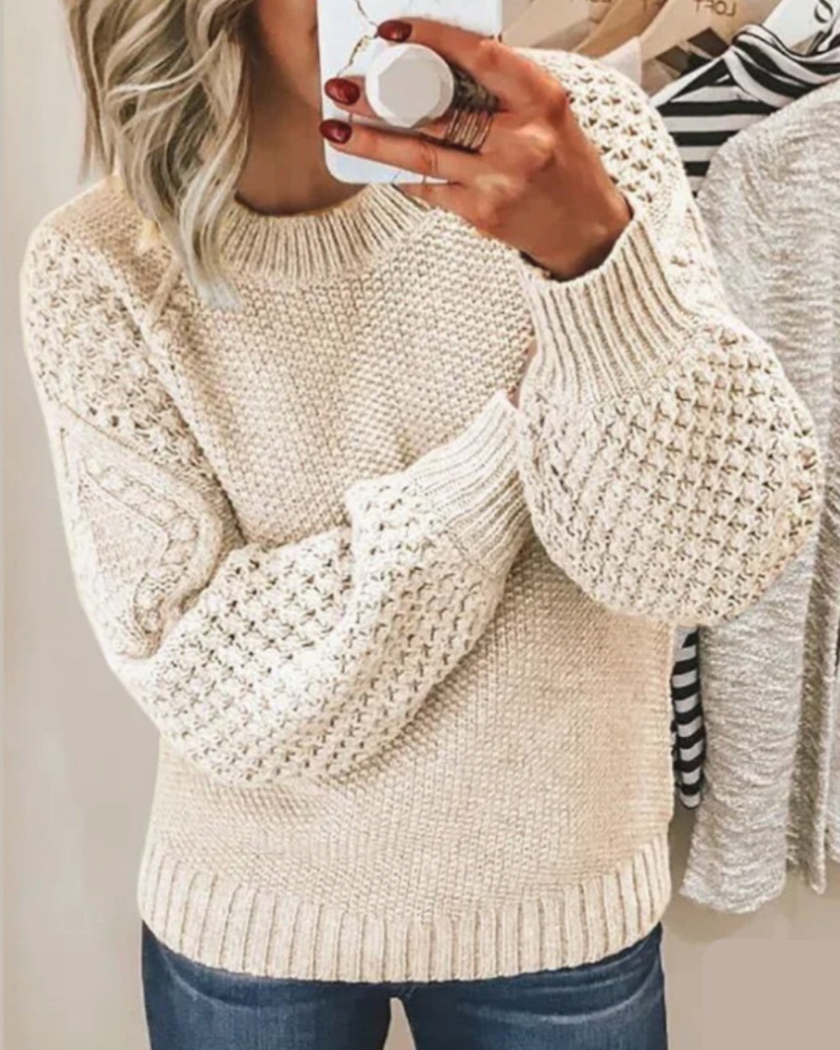 Stijlvolle gebreide trui van wolmix voor herfst en winter – Dames