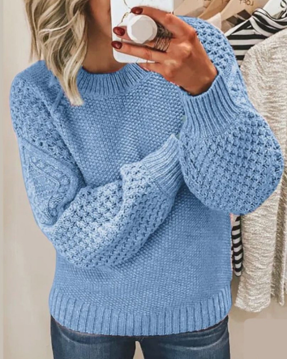 Stijlvolle gebreide trui van wolmix voor herfst en winter – Dames