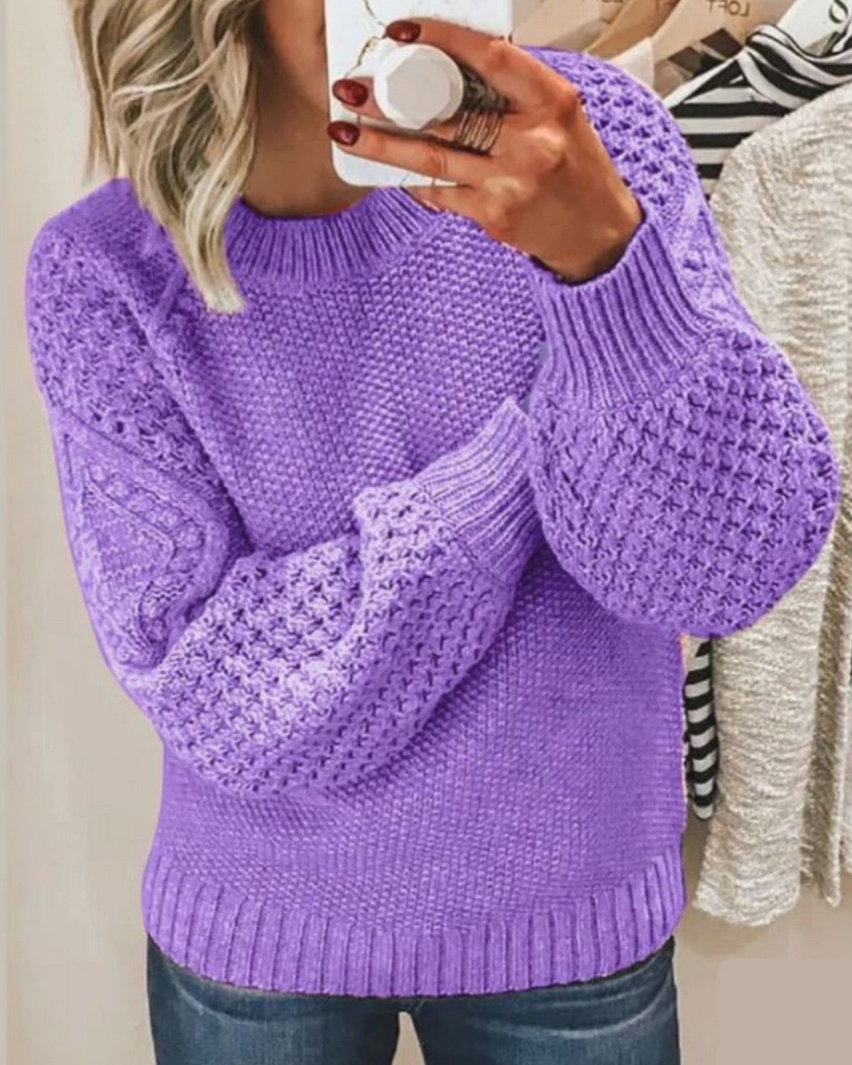 Stijlvolle gebreide trui van wolmix voor herfst en winter – Dames