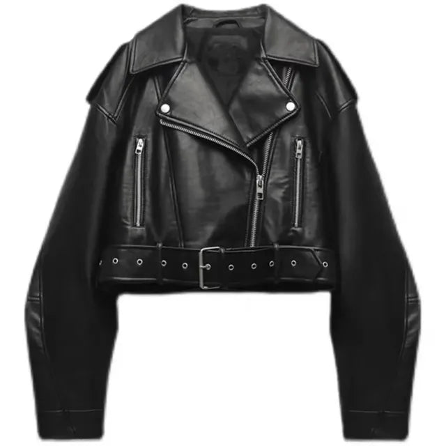 Korte leren jas met moderne charme – Dames