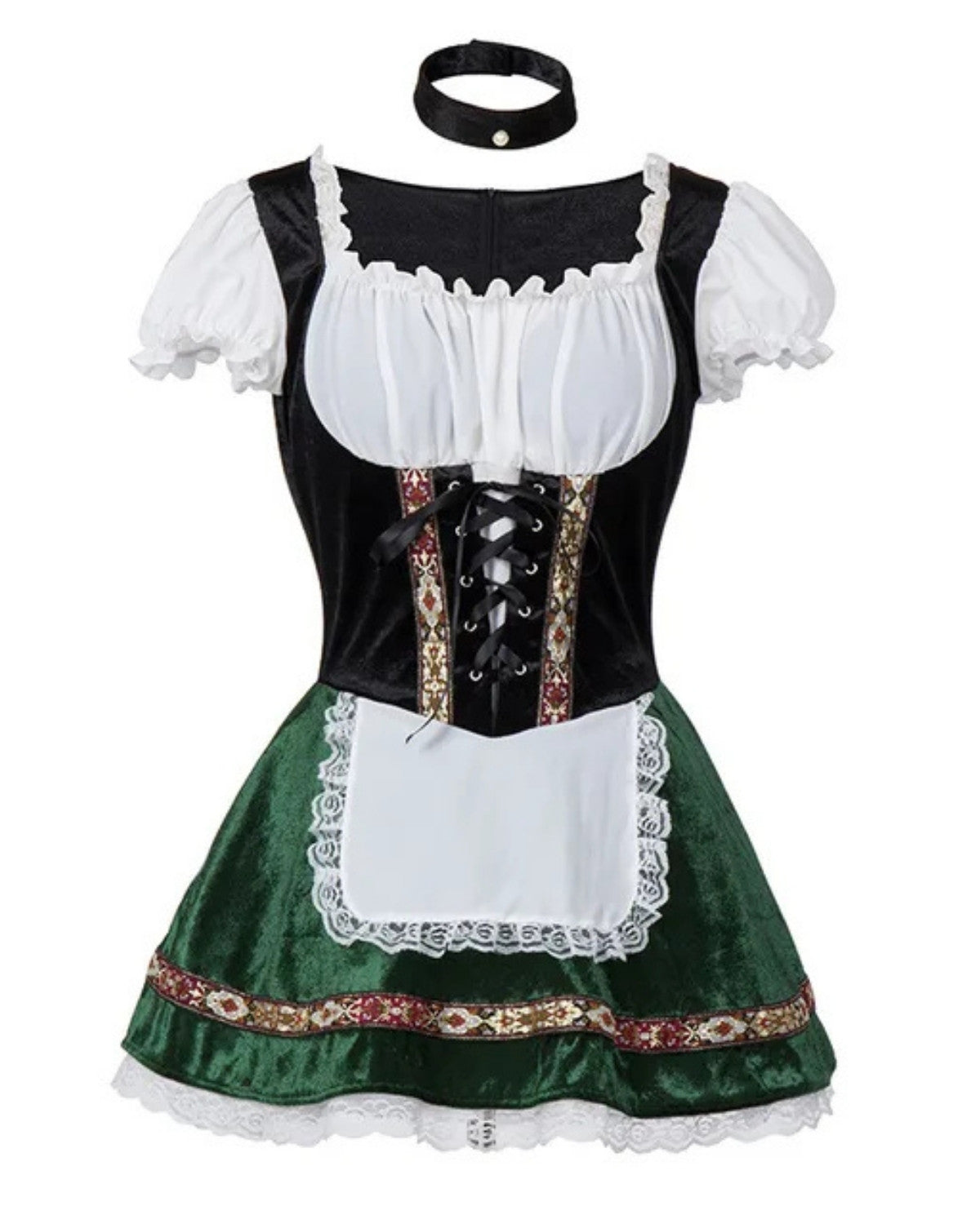 Traditioneel Oktoberfest Kostuum met Jurk, Schort en Hoofdband – Dames