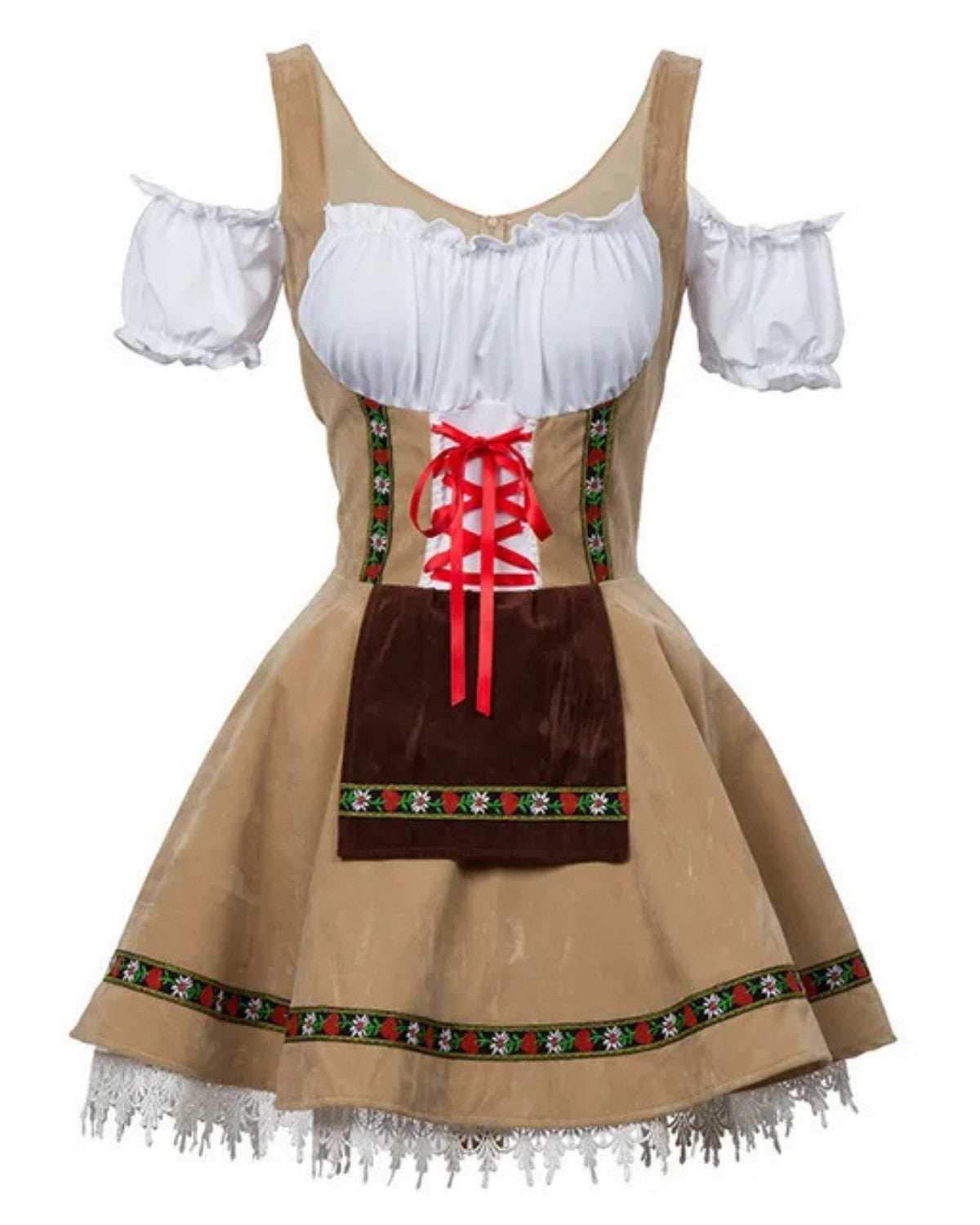 Traditioneel Oktoberfest Kostuum met Jurk, Schort en Hoofdband – Dames