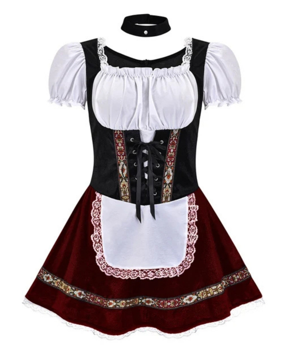 Traditioneel Oktoberfest Kostuum met Jurk, Schort en Hoofdband – Dames