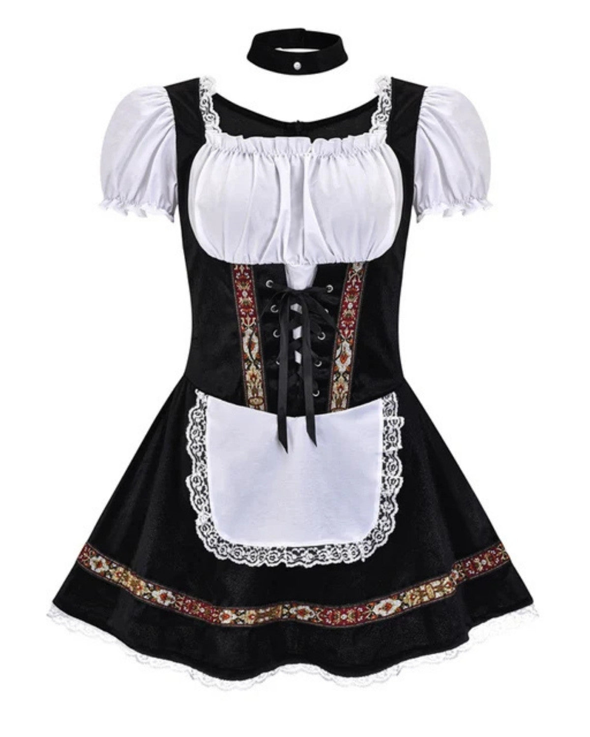 Traditioneel Oktoberfest Kostuum met Jurk, Schort en Hoofdband – Dames