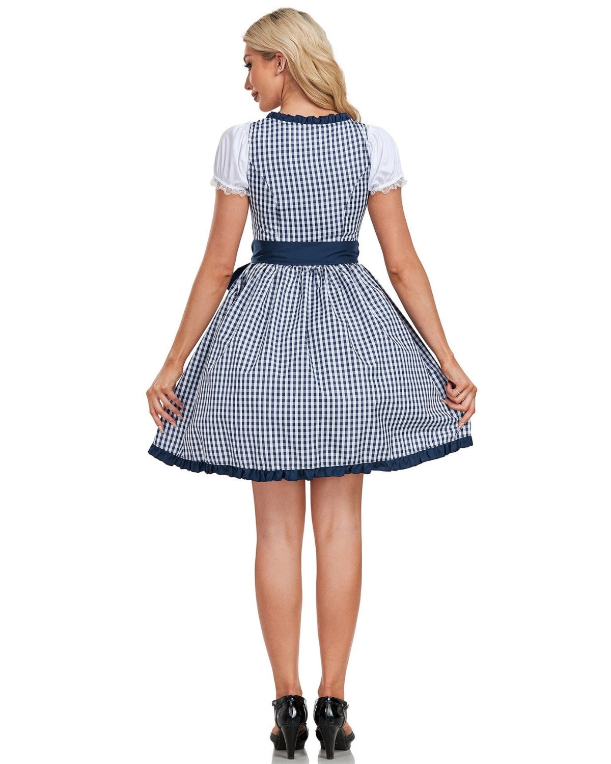 Traditionele Oktoberfest jurk met geplooide rok en knoopsluiting – Dames