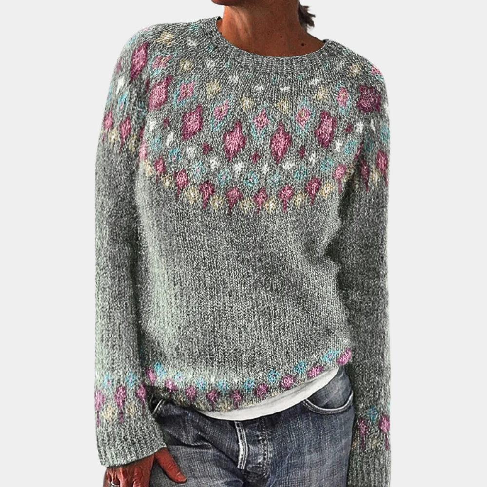Warme wollen trui met stijlvolle print – Dames