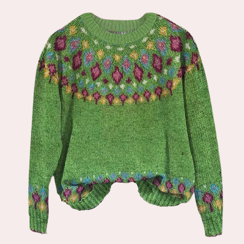 Warme wollen trui met stijlvolle print – Dames