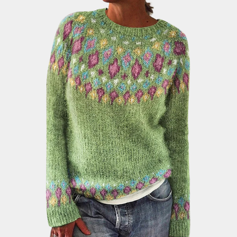 Warme wollen trui met stijlvolle print – Dames