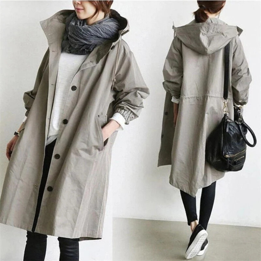 Lange waterdichte trenchcoat met elegante pasvorm – Dames
