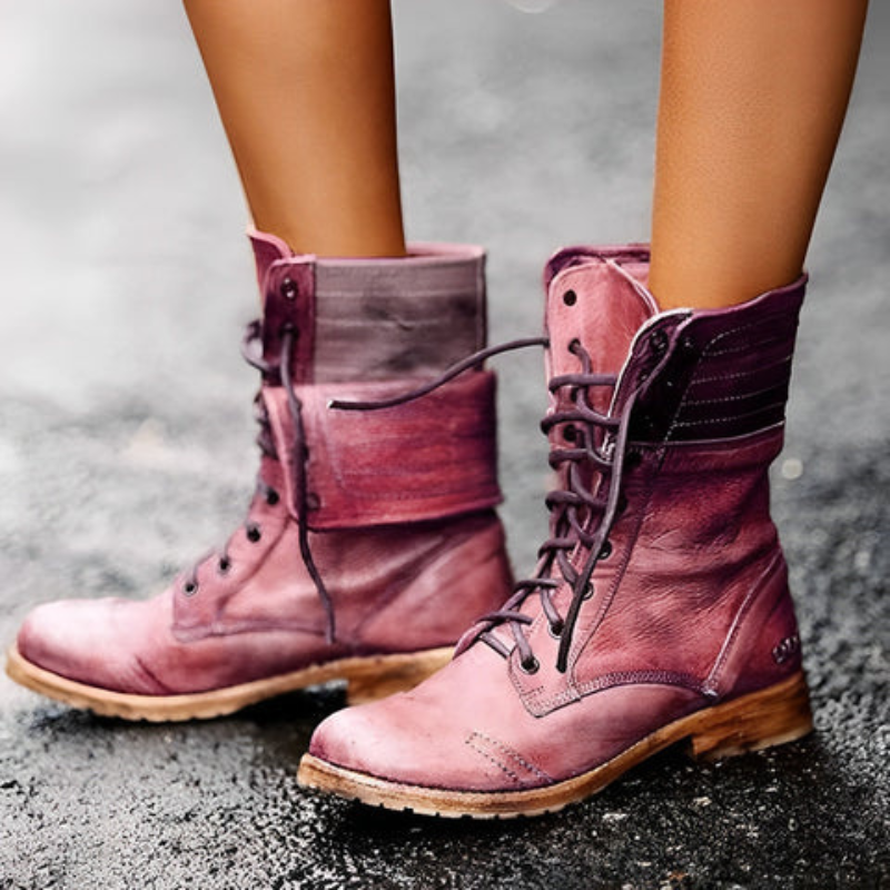 Leren veterlaarzen met retro design en antislip zool voor herfst en winter – Dames