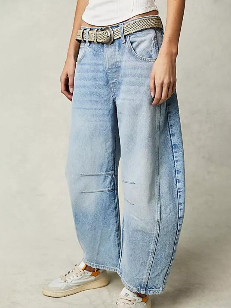 Stijlvolle halfhoge jeans van denim – Dames