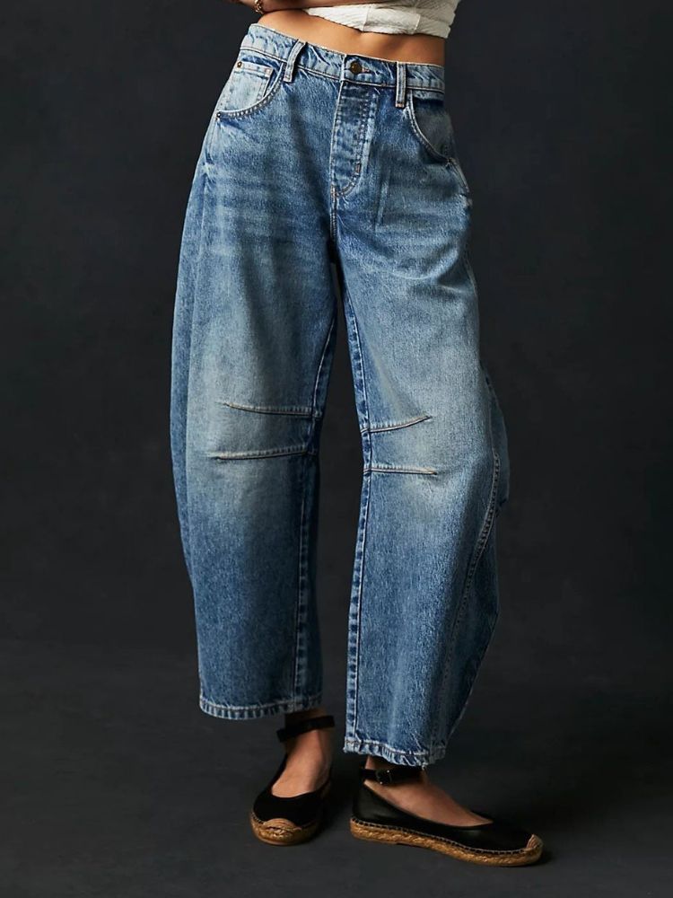 Stijlvolle halfhoge jeans van denim – Dames