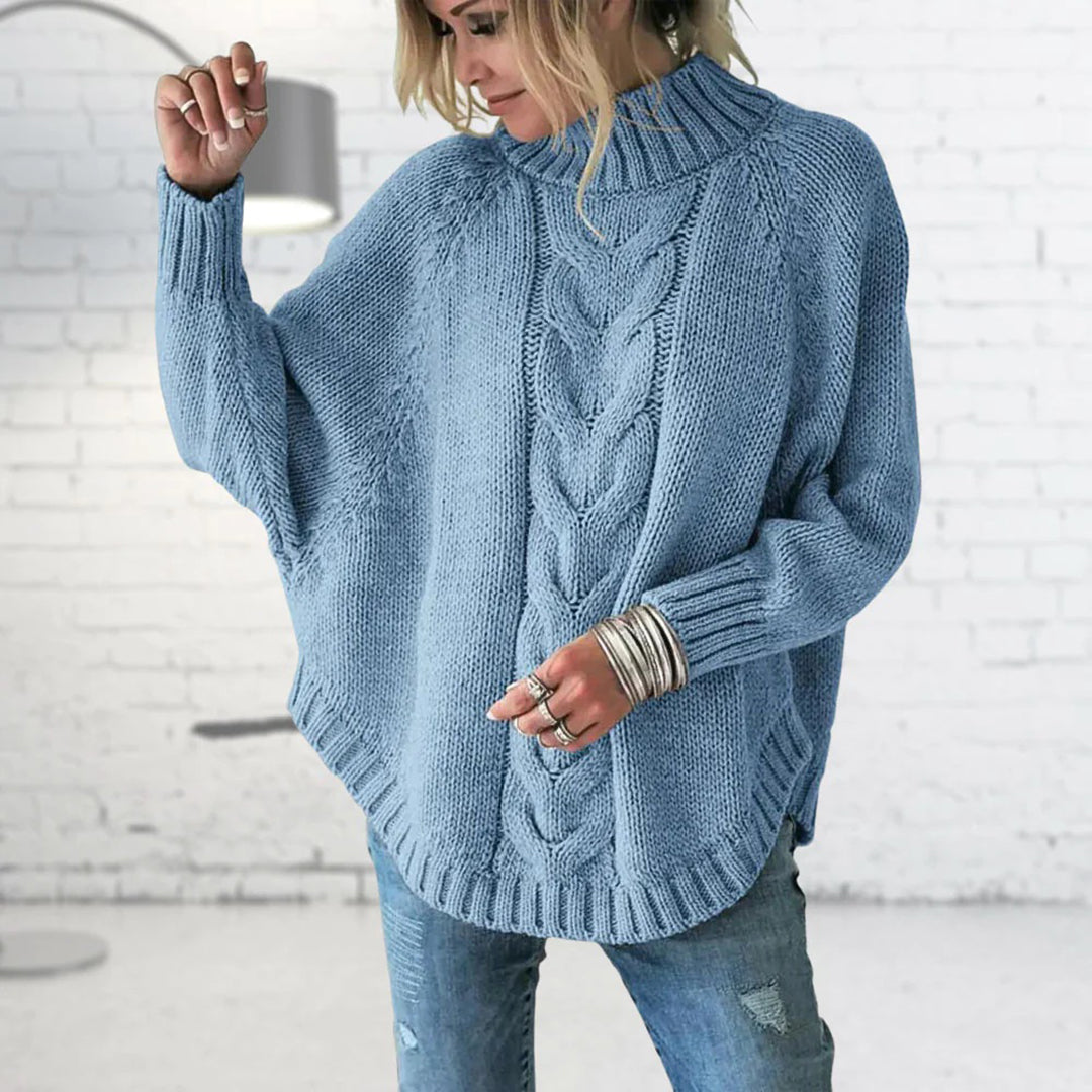 Lange grof gebreide wintertrui met elegante uitstraling – Dames