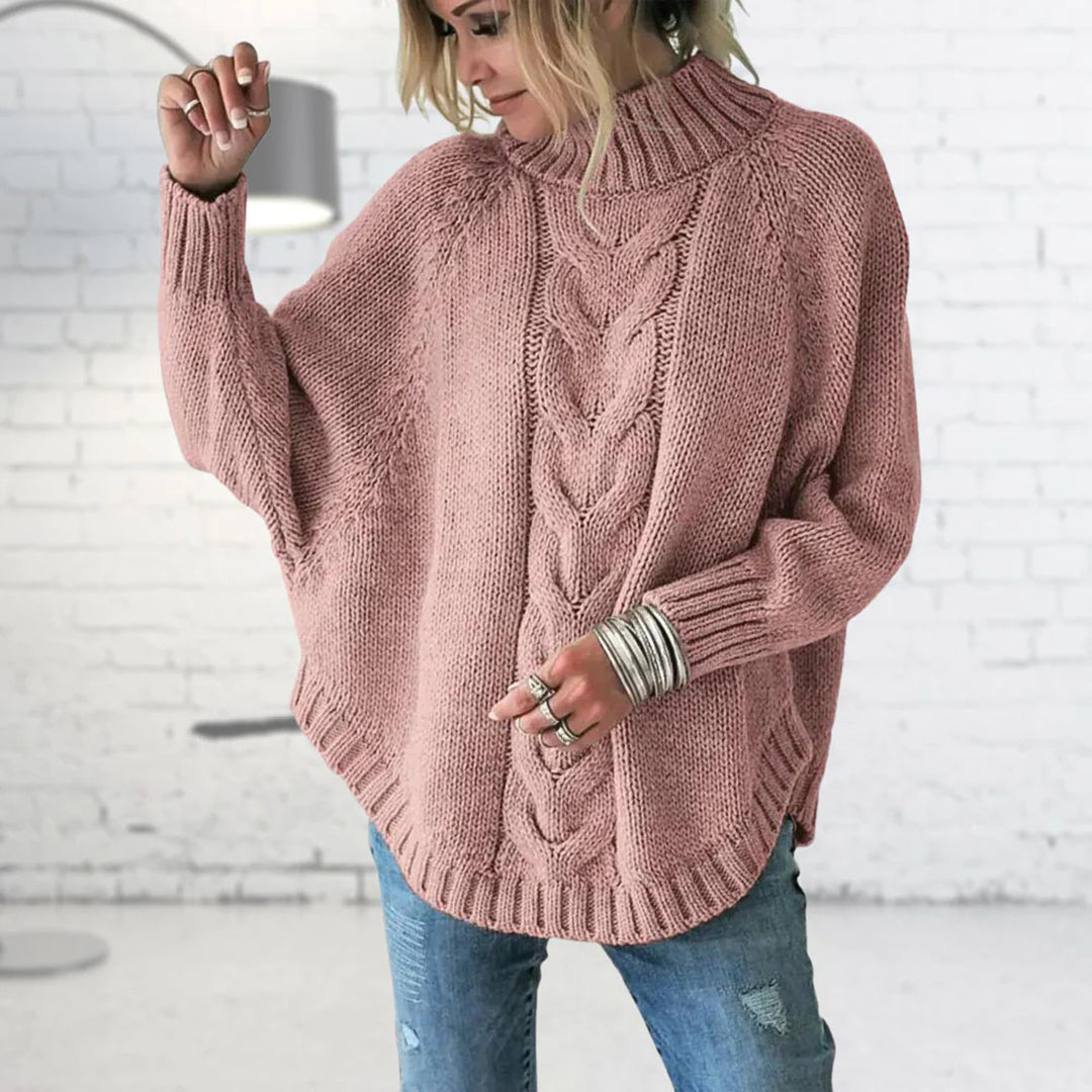 Lange grof gebreide wintertrui met elegante uitstraling – Dames